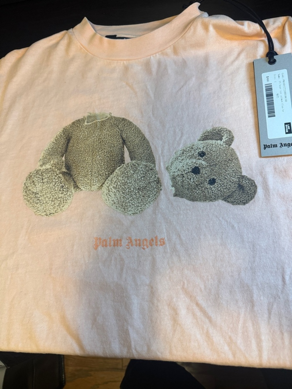 Palm Angels Pale Pink Decapitated Teddy Graphic Tee